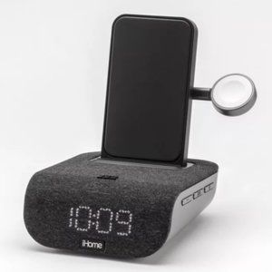 iHome TimeBase Pro Bluetooth Alarm Clock with Apple Watch Charging Arm